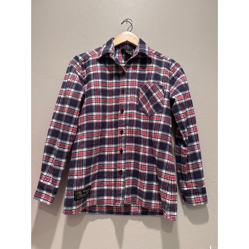 Vermont Flannel Co Plaid Red Blue Button Up Collared Shirt Size XS‎ Cotton